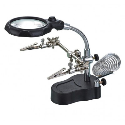 LED Light Helping Hands Magnifier Station, Magnifying Lens, Perfect for Soldering, Crafting & Inspecting Micro Objects